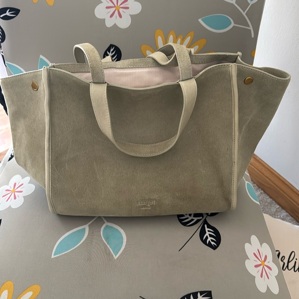 Margot New York Suede Jamee Double Handle Tote with Pouch